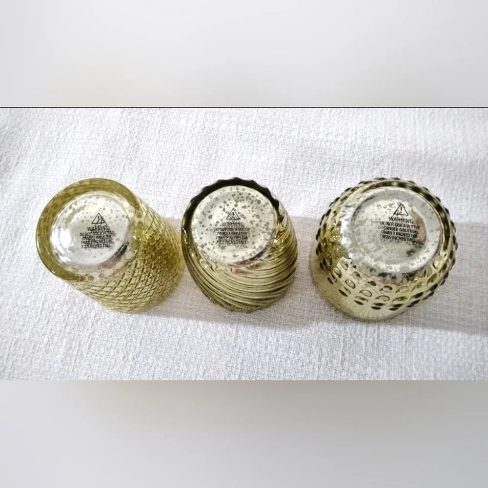 Three Pack Gold Finish Votive Candle Holders